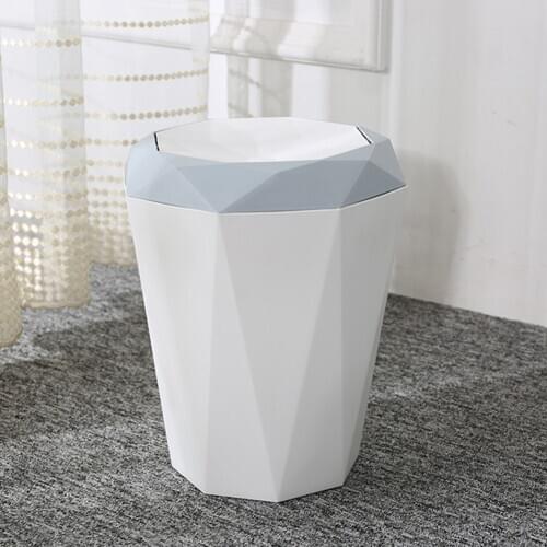 Nordic Style Flap Type Trash Can Innovative Diamond Shape Garbage Container Bin for Kitchen Living Room Bathroom Home Office