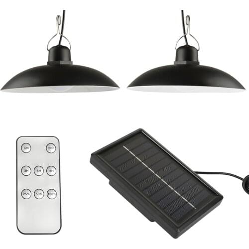 IP44 Waterproof Double Head Solar Pendant Light Outdoor Indoor Solar Lamp With Cable Suitable For Courtyard, Garden, Indoor Etc