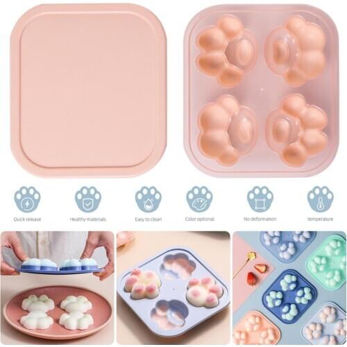 Silicone Ice Box Cat paw Ice Cube Mould Home Frozens Ice Tray Refrigerator Plastic Ice Hockey with Lid DIY Food Supplement Box