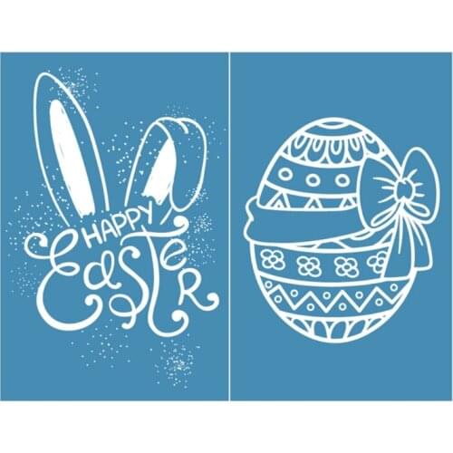 Easter Bunny Eggs Self-Adhesive Silk Screen Printing Stencil Mesh Transfers for DIY T-Shirt Pillow Textile Painting