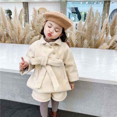 High Quality Baby Bow Coat +Pant Winter Autumn Warm Girls Thicken Outerwear Long Sleeve Cotton Kids Teenagers Christmas Gift