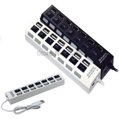 By DHL or EMS 50 pieces 2.0 High Speed 7 Port USB HUB ON/OFF Convenient Sharing Switch For Laptop PC,2 Colors Available