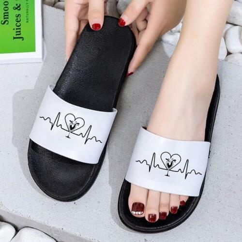 Women Fashion Flip Flops Harajuku Print Summer Slippers Cartoon Indoor Non-slip Slippers Funny Home Slippers Zapatillas Mujer