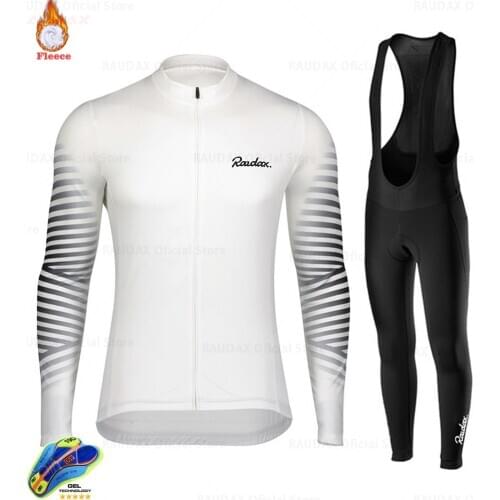 Raudax Winter Cycling Jersey 2021 Pro Team Raudax Fleece Cycling Clothing MTB Cycling Pants Set Ropa Ciclismo Triathlon Suit