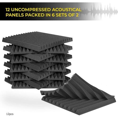 12pcs Home Soundproofing Acoustic Foam Studio Panels Treatment Sound-absorbing Cotton Noise Absorption Sponge Sound Insulation