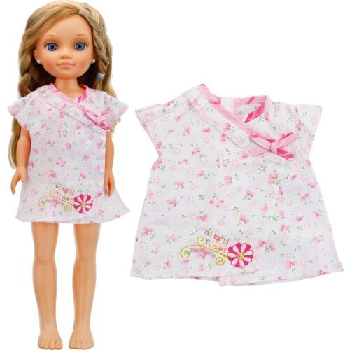 1 Set Lovely Casual Wear Pink Floral Dress Nightdress Homewear Dollhouse Accessories Clothes for Nancy Doll 16 inch Kids Toy