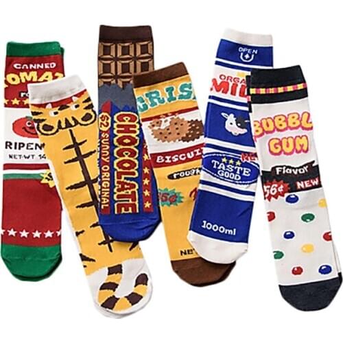 Cute Jacquard Plants Printing Pattern Art Socks Women Korean Animal Cactus Funny Socks Kawaii Sokken Calcetines 1Pairs/a Lot