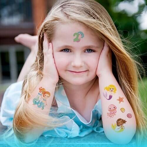 30Pcs/lot Mermaid Cartoon Set Waterproof Tattoo Sticker Body Art Sticker For Women Child