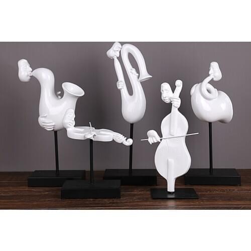 ABSTRACT BAND HEAD PORTRAIT ART SCULPTURE MUSIC SAXOPHONE TUBA FIGURE STATUE RESIN ART&CRAFT MUSICIAN HOME DECORATION R1379