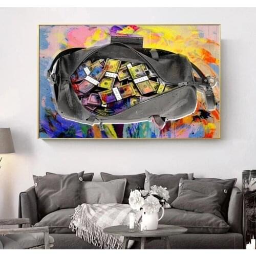 Abstract Money Graffiti Art Canvas Painting Inspirational Posters and Prints Cuadros Wall Art Picture for Living Room Home Decor