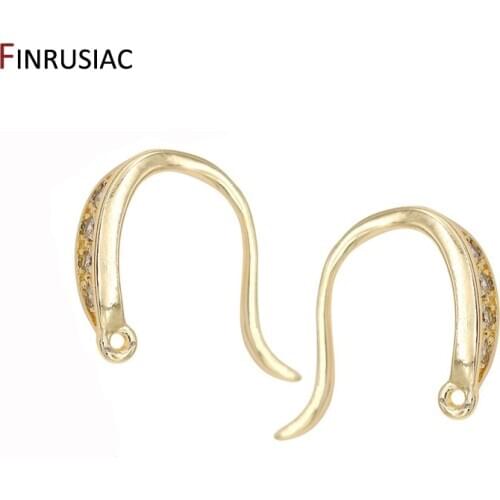 14K Gold Plated Earwire Zircon Earring Hook Findings Accessories For Jewellery Making DIY Earrings Making Supplies