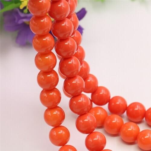 Charms Orange Baking Paint Glass Round Loose Beads Pick Size 4-14mm High Quality Fashion Women Jewelry Making 15inch B1628