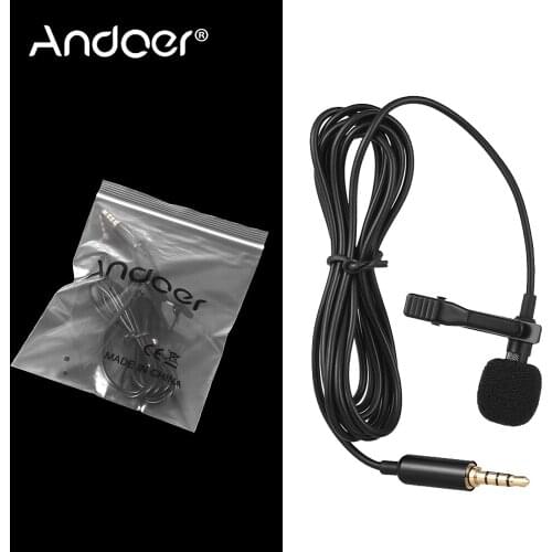 Andoer EY-510A Mini Portable Clip-on Lapel Lavalier Condenser Mic Wired Microphone for iPhone Android Smartphone DSLR Camera