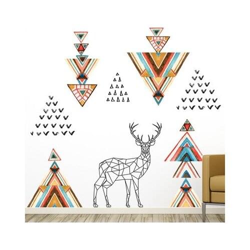 Childrens Wallpaper Cartoon Wall Sticker Girl Wall Decals Bedroom Deer Geometric Pattern Living Room Decoration Kids Wall Decal