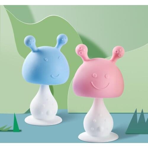Baby Silicone Teethers Cartoon Small Mushroom Teething Toy Multifunction Chewable Teethers For Newborn Baby
