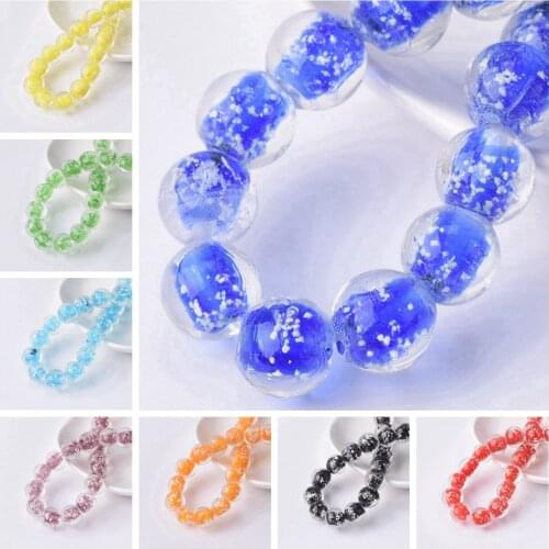 Round 10mm Handmade Luminous Lampwork Glass Loose Beads For Jewelry Making DIY Crafts Findings