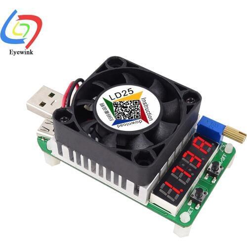 LD25 LD35 USB Interface Electronic Load resistor Discharge battery test LED display fan adjustable current voltage 25w