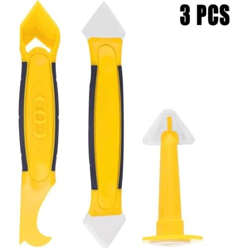 3pcs Silicone Sealant Tool Set Caulk Scrapper Applicator Remover with Sealant Finishing Tool Plastic Scraper and Caulk Nozzle
