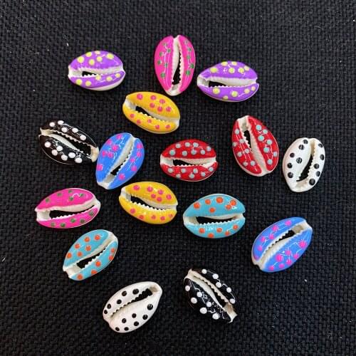 Natural Conch Shell Loose Beads Ladybug Color Dots DIY Jewelry Making Necklace Earrings Boho Wind Chimes Decoration 10 pcs/bag