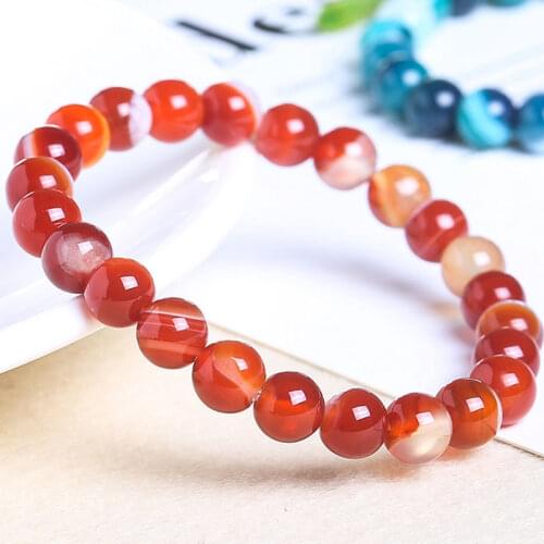 Natural Red Sardonyx Agates Bracelet Stone Energy Healing Bracelet For Women Gifts 7.5 inch Black Brown Blue Onyx Bracelets