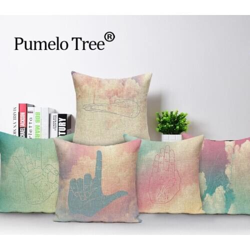 Nordic Style Cushion Cover Painting PillowCover Decorative Pillow Case Scandinavian Home Psychedelic Gesture Cushion Cover Cojin