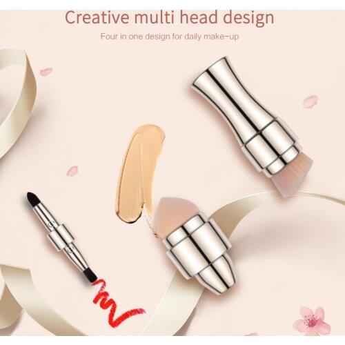 2021 New 4 In 1 Multifunctional Portable Makeup Brush Foundation Brush Eye Shadow Brush Blush Brush Lip Brush Beauty Tool