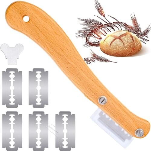 Bread Cutter Lame Wooden Handle Bread Slashing Dough Scoring Knife with Replaceable Blades For Bread Making Kitchen Tools