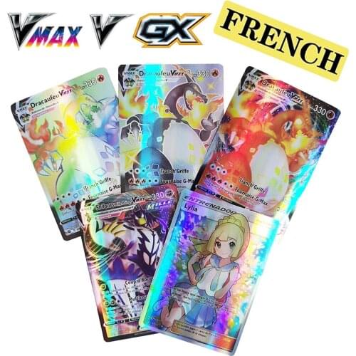 Pokemon French Spanish Game Toy Cards 100GX EX Vmax MEGA Card Best Selling Battle Energy Favorites Cards Child Shining Card