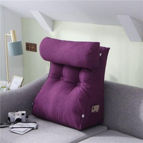 Simple Cotton Linen Reading Backrest Pillow Large Size Sofa Bedside Lumbar Support Wasit Cushion Pain Relief Mats