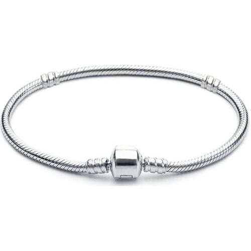 Simple 3mm Snake Chain Bracelet Fashion Jewelry Charm Mens And Womens Hot Sale Silvery Screw Bracelet Sizes 16mm~23 mm