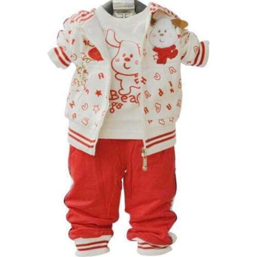 Christmas 1st Birthday Outfit For Baby Boy Girl Set Boutique Clothes 3pc Cotton Suit Kid Wear Jacket+T Shirt+Pant New Born Kit