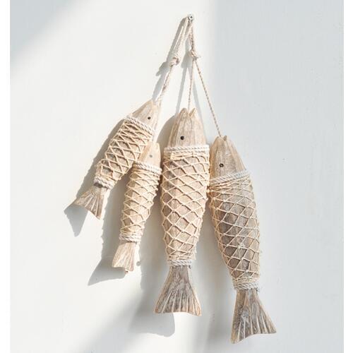 Scandinavian Hanging Decoration Vintage Wooden Crafts Fish Decorations Nordic Style Retro Home Stay Living Room Wall Art Decor