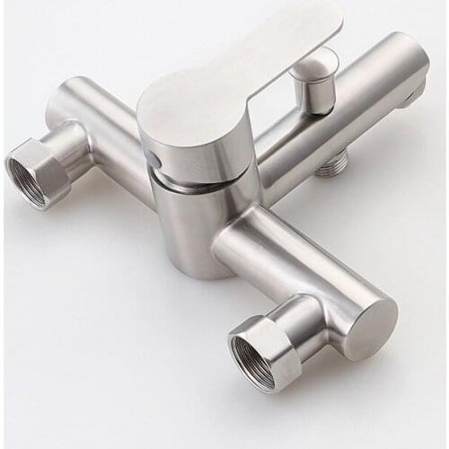 304 Stainless Steel Polished Chrome Surface Treatment Wall-mounted Mixing Shower Faucet Bathroom Bathtub Handheld Shower Faucet