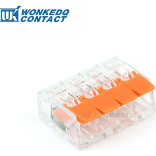 Splice Connector 4 Pin 221-414 Electrical Cable Wire Terminals Easy Wiring Spring Lever Compact Splicing Fast Connectors 10Pcs