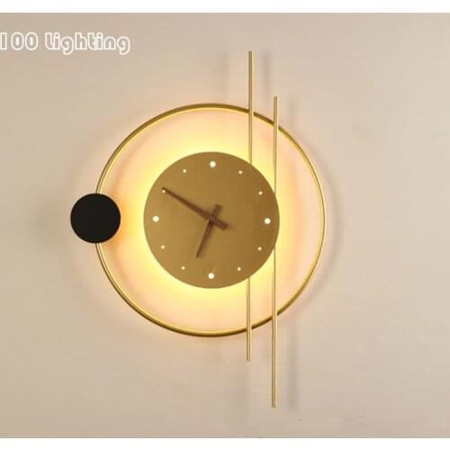 Modern Clock LED Wall Lamp Creative Multifunction Bedroom Parlor Restaurant Background Wall Sconce Lighting Fixtures Art Deco