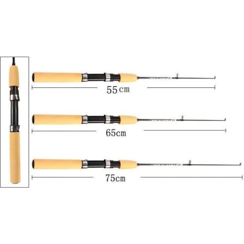 55/65/75cm Frp Shrimp Ice Fishing Rod Portable Winter Fishing Rods Spinning Casting 3 Sections Fish Travel Pole Fishing Tackle