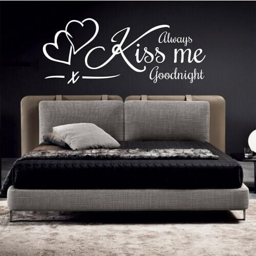 Quotes Always Kiss Me Goodnight Vinyl Mural Wall Stickers For House Bedroom Home Decorations Wall Decals Self Adhesive P81