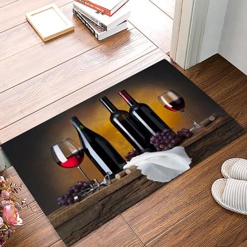 Wine Grapes Fruit Retro Doormat Kitchen Living Room Floor Rug Bathroom Non-slip Foot Mat Entrance Hall Welcome Carpet