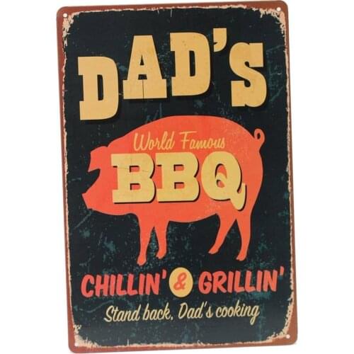 Cupcinu '' Dads BBQ '' Vintage Metal Tin Sign Retro Iron Painting Poster Wall Decoration Bar Pub Garage Plate 20x30cm