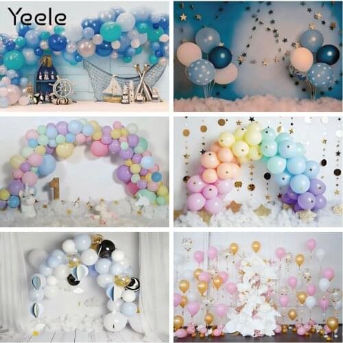 Yeele Birthday Cake Smash Backdrop Rainbow Balloons Star Glitters Newborn Portrait Background Photography For Photo Studio Props