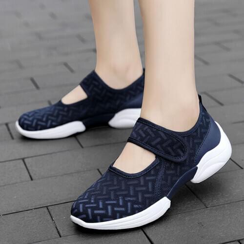 2020 Summer Women Lightweight Fishnet Shoes Ladies Shallow Buckle Shoes Comfortable Breathable Female Casual Shoe Blue 42