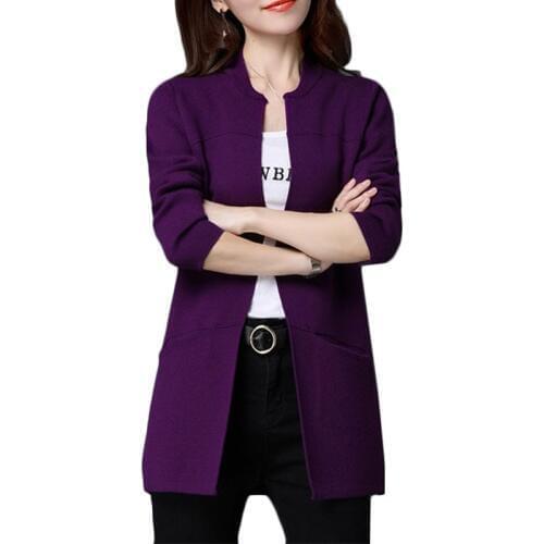 2021 Fashion Spring Autumn New Wild Loose Pocket Long Knitwear Cardigan Women Sweater Coat Solid Casual Long Sleeve Coat Tide