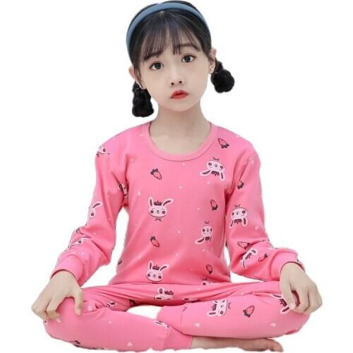 Girls Winter Sleepwear Childrens Cotton Pajamas Set Baby Boy Clothes Pyjamas Kids Nightwear Long Sleeve Pijamas For 4 6 8 10 12