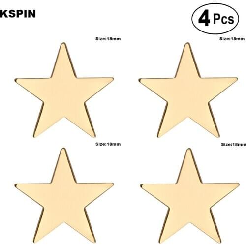 Gold Star 18mm Lapel Pin Badge Brooch Icons 4pcs