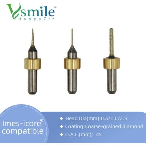Vsmile Lithium Disilicate/Emax CADCAM Milling Burs(T21/T22/T23) for Imes Icore 350i CADCAM Systems Dental Lab Using