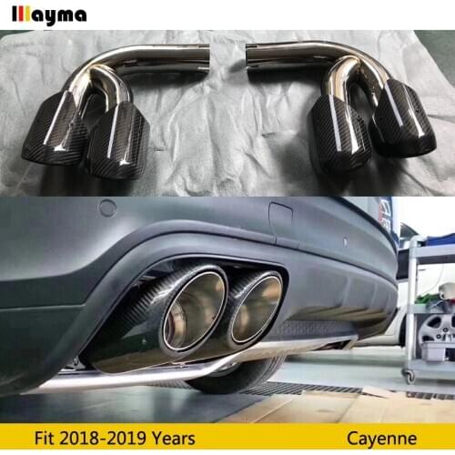 Carbon fiber Tail Exhaust Tips Muffler Pipe For Porsche New Cayenne 2018 2019 year Cayenne s GTS Stainless Steel mufflers 1 pair