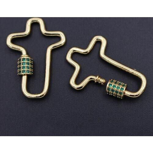 10pcs DIY Decoration Fastener Spiral Locket Hooks Micro Pave Zircon Screw Clasps For Mesh Chains Pendant Gothic Jewelry Making