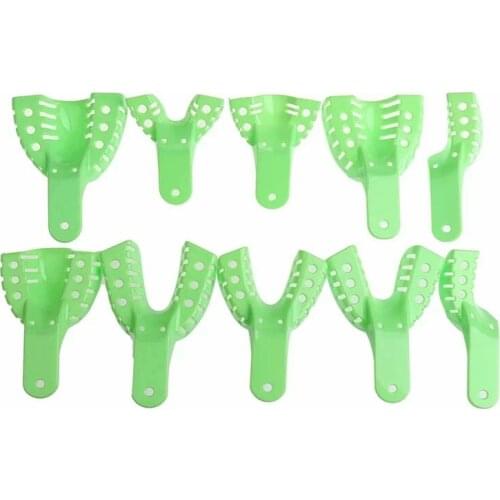 10Pcs/set Dental Plastic Impression Tray Impression Metal Mesh Plastic Materials Dental Impression Trays