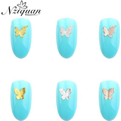 10PCS11*11mm butterfly nail decoration 3D nail art nail decoration golden charm summer animal nail decoration nail accessories
