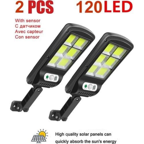 2pcs tabular oblong 120 LED Solar Lamp Outdoor Waterproof IP65 PIR Motion Sensor Solar Powered Garden Light Wall Lamp Infrared S